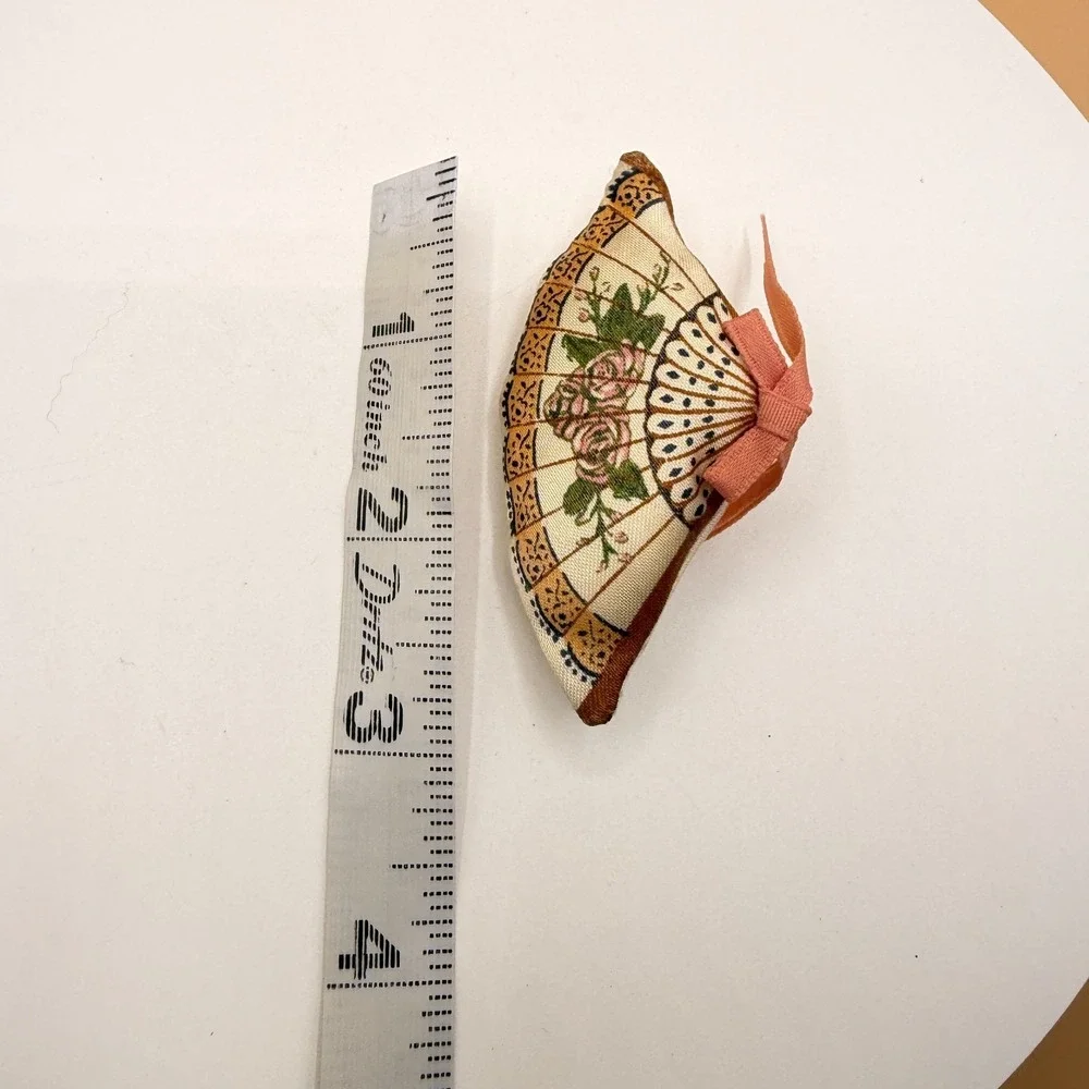 Floral Fabric Fan Brooch Pink Rose Bow Vintage Cottagecore Statement Pin Gift
